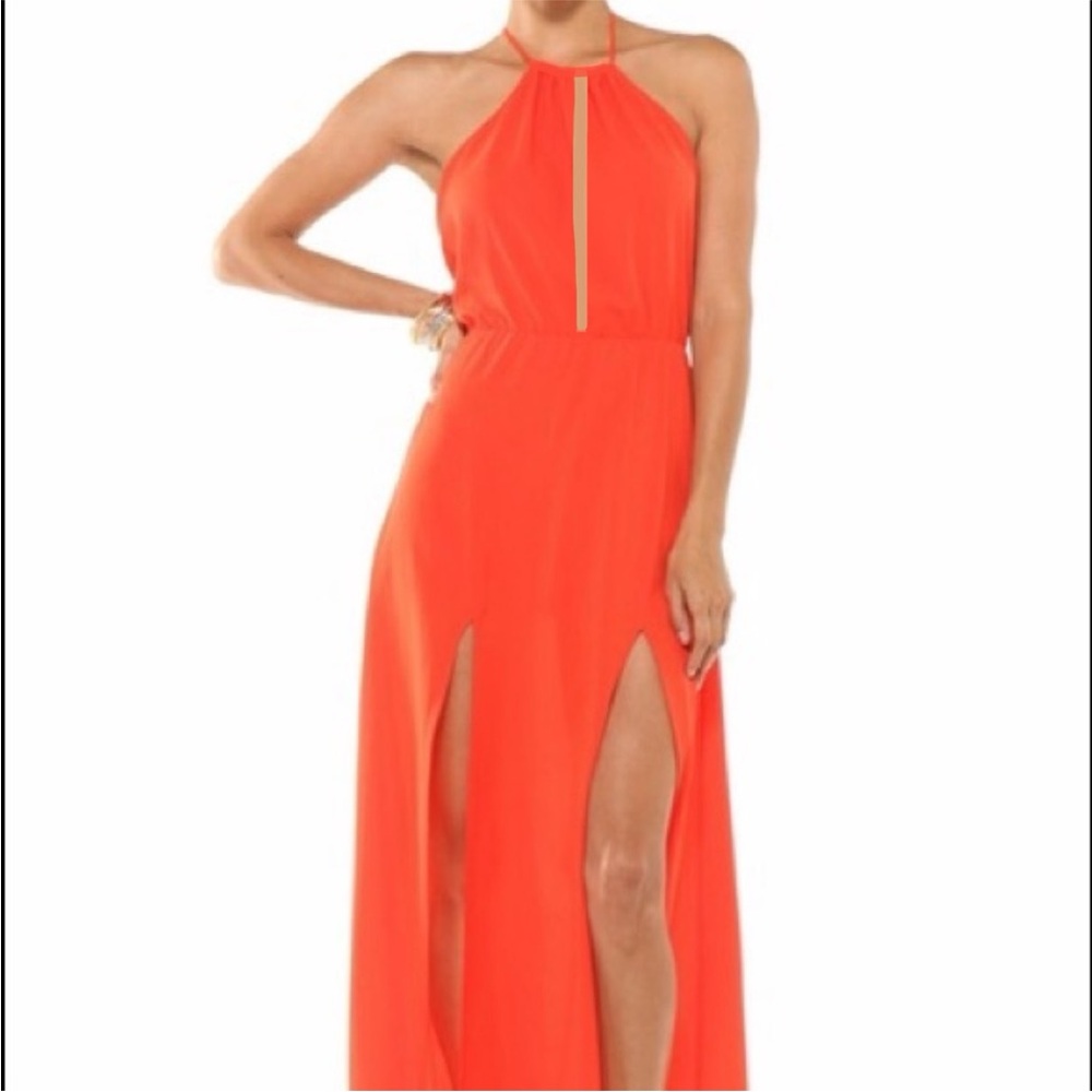 Lovers + Friends Coral Pink Maxi Dress! NWT! Slits and cross back style! - Picture 10 of 11